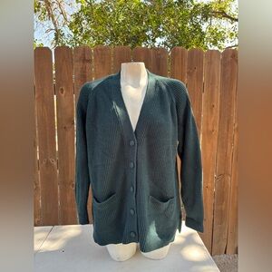 1990s Yarnworks green acrylic cardigan sweater size Medium.
